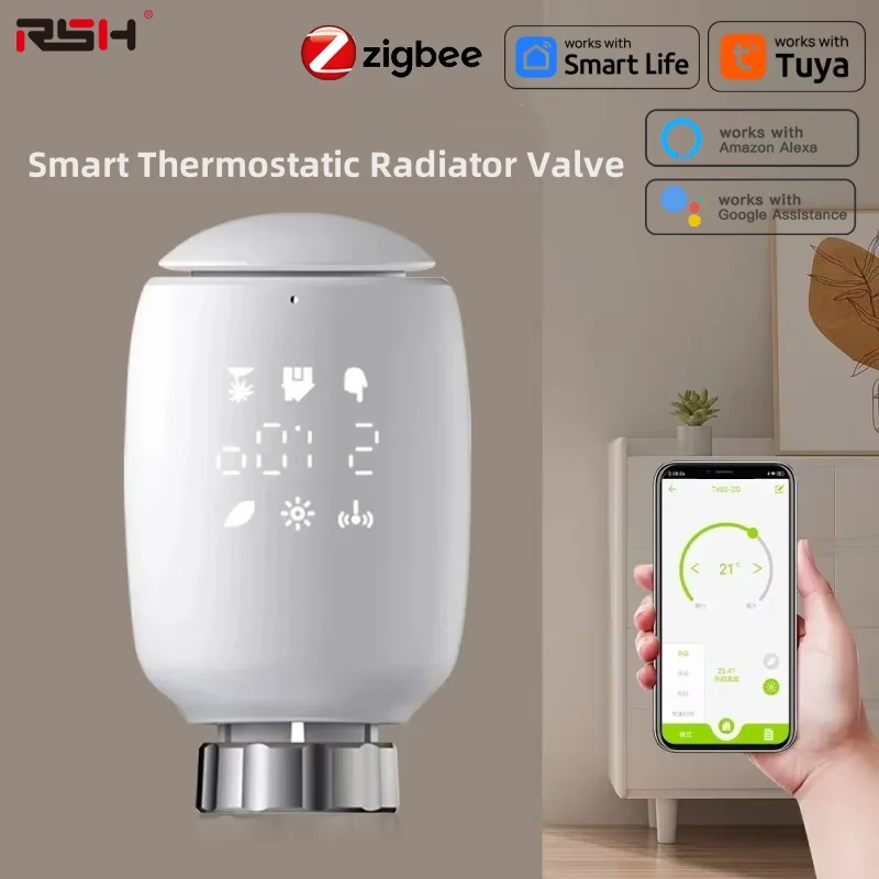 

Умный привод радиатора Tuya ZigBee TRV, программируемый термостатический клапан радиатора, приложение, дистанционный контроллер температуры, поддержка Alexa