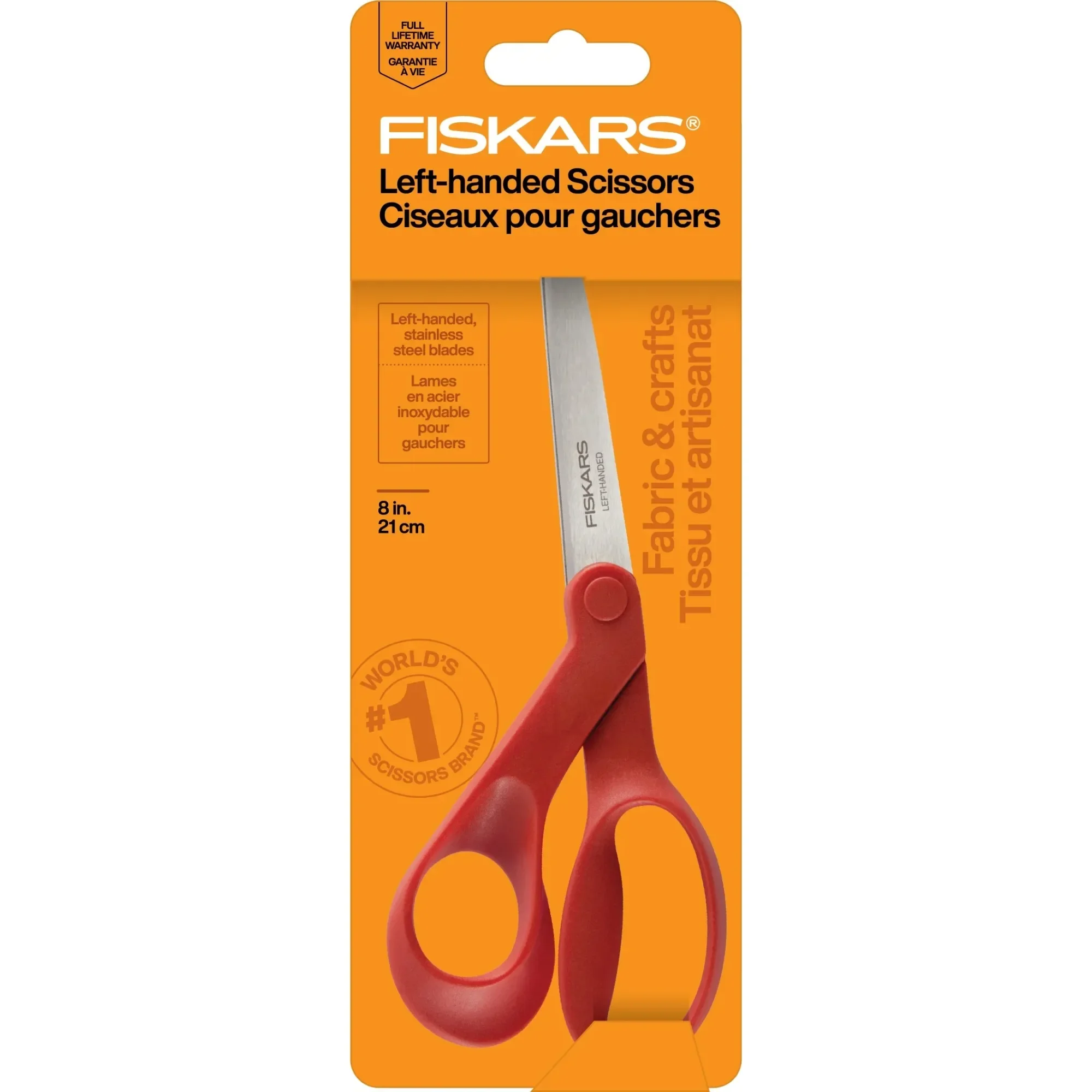 Fiskars 8" Fabric Scissors Left-handed, Red scissors  scissors stationery