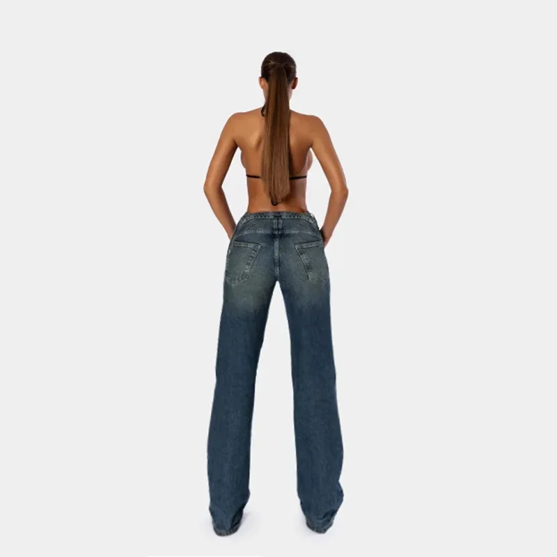 

Spring New Women's High Waist V-Strap Design Loose Straight Leg Jeans American Sexy Jeans Streetwear Kpop Y2k Clothes