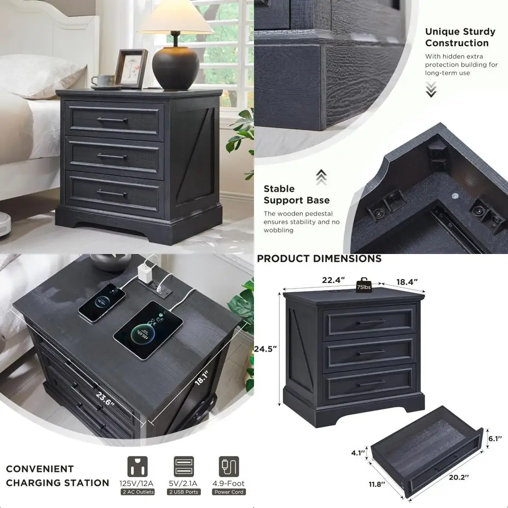 charging station farmhouse nightstand, 22