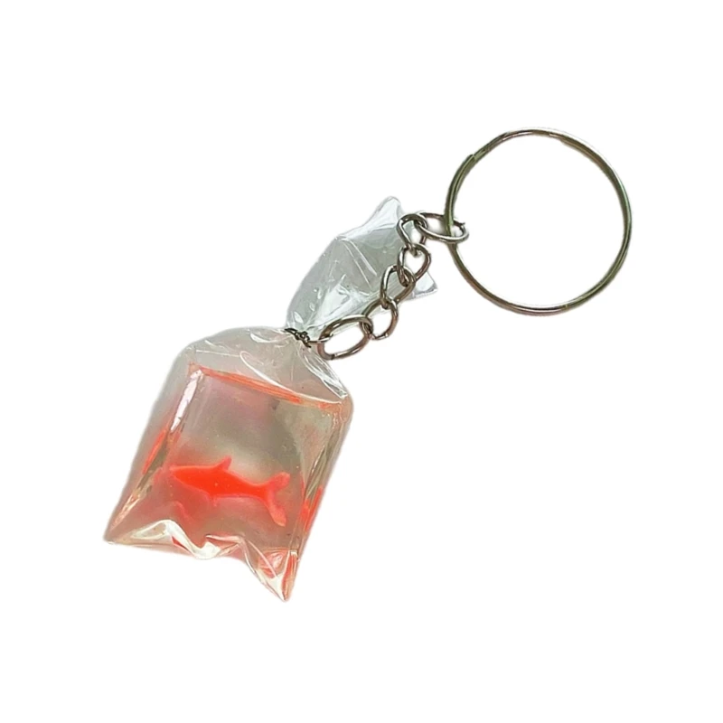 Clear Acrylic Fish Bag Charm Keychain Eye Catching Decorative Goldfish Water Bag Dropship