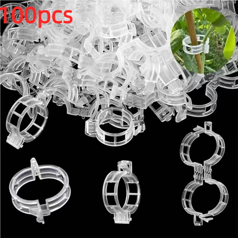 100Pcs Plant Support Clips,Snap-on Reusable Gardening Vine Brackets For Vegetables And Other Climbing Plants Weatherproof Tool