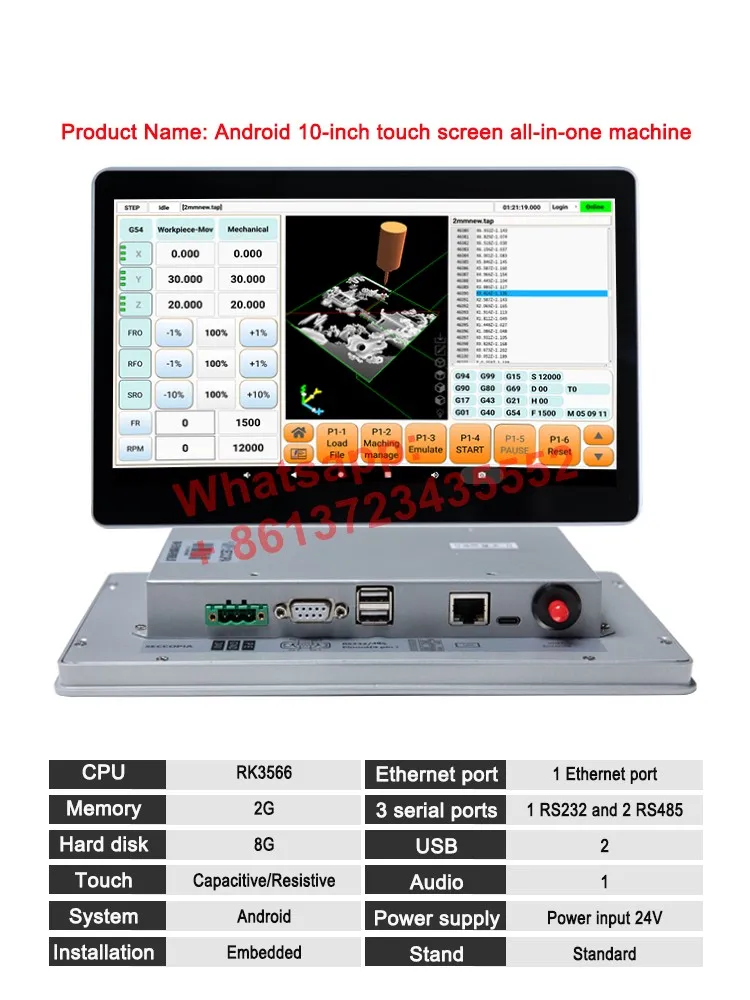 Cyclmotion CM400 SECCOPIA CM600 3/4/6 Achsen G-Code Android Offline-System 10-Zoll-Touchscreen USB Edge Finding Vertical Ball Kit