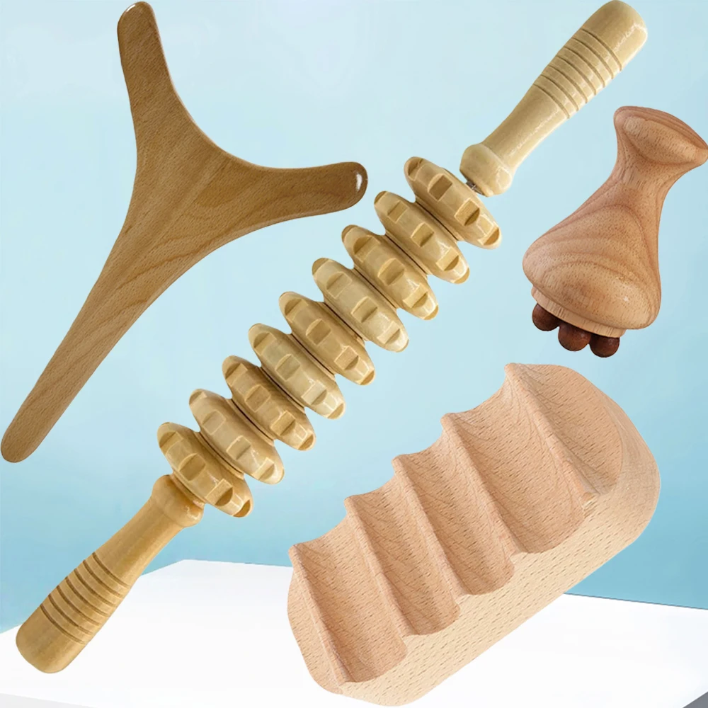 

1PCS Wood Therapy Massage Tool, Wooden Roller Stick, Lymphatic Drainage Massager Body Sculpting for Gua Sha Muscle Release