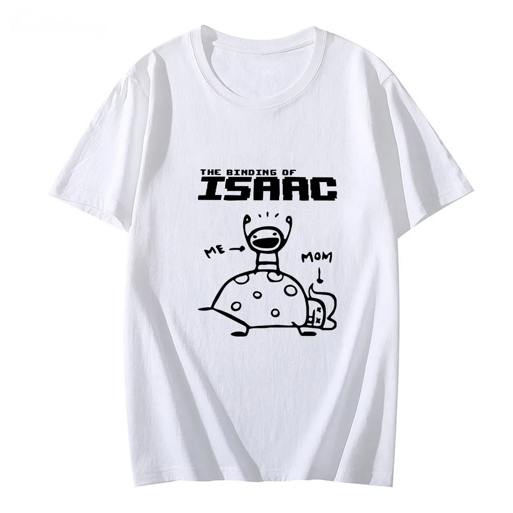 The Binding of Isaac Cartoon T-shirts Men Anime Letter Printed Tops Cotton Tees Fashion Manga Spring and Summer Slight Strech