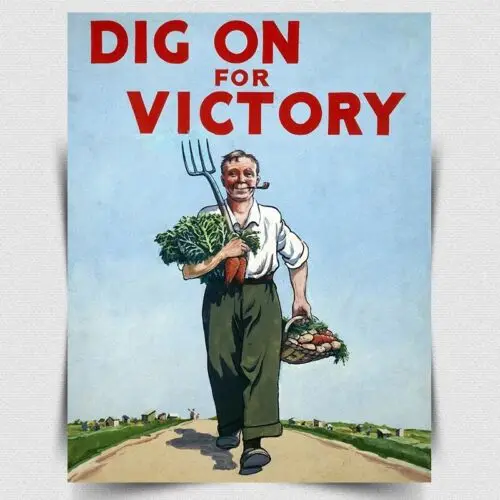 SIGN METAL PLAQUE DIG ON FOR VICTORY vegetables WW2 WAR poster art print picture