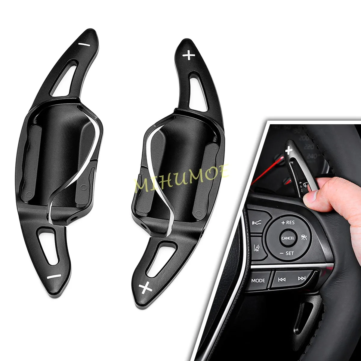 Interior Steering Wheel Paddle Shifter Extension Gear Shift Trims For 2018+ Toyota Camry Avalon Corolla Cross RAV4 Black