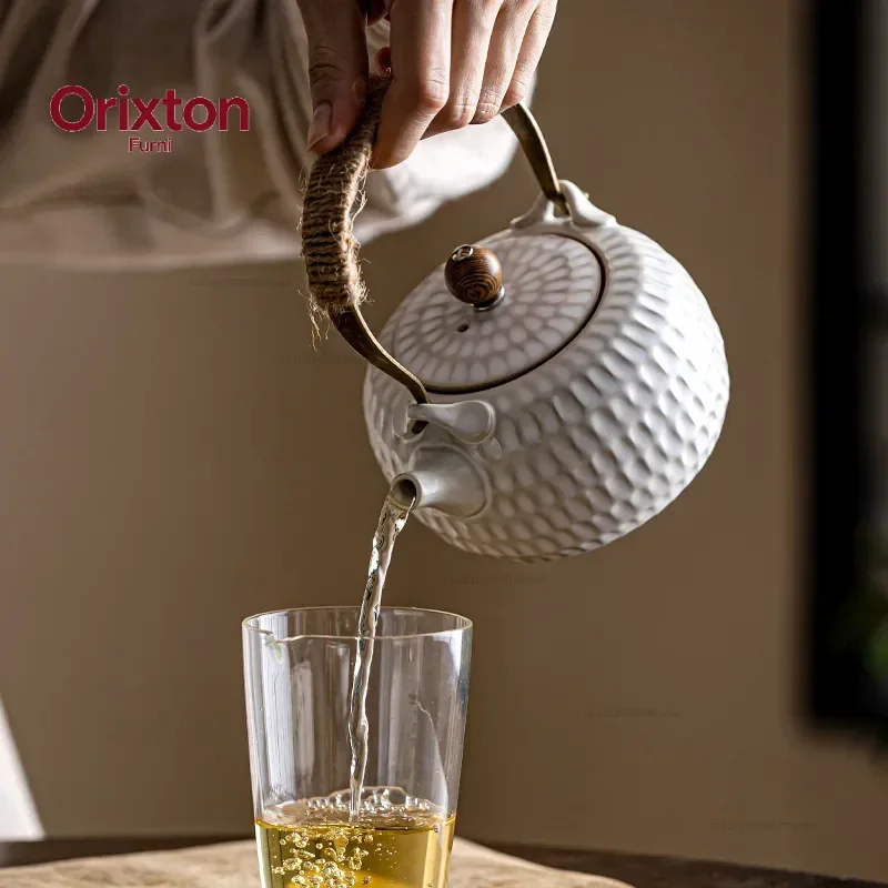 Candle Tea Electric Ceramic Water Boiling Kettle Tea Making Device Heat-Resistant Loop-Handled Teapot Tea Kettle