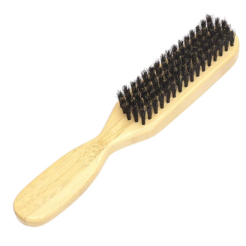 Boar Bristle Cleaning Brush Wood Handle Hairdressing Beard Brush Anti Static Barber Hair Styling Comb Shaving Tools For Men