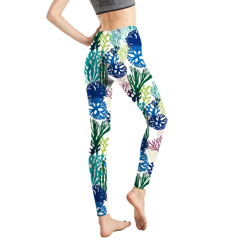 Fashion Women Leggings Beautiful Leaf Floral Printing High Waist Jeggings Stretch Pant Sexy Hot Sale Clothing Mujer