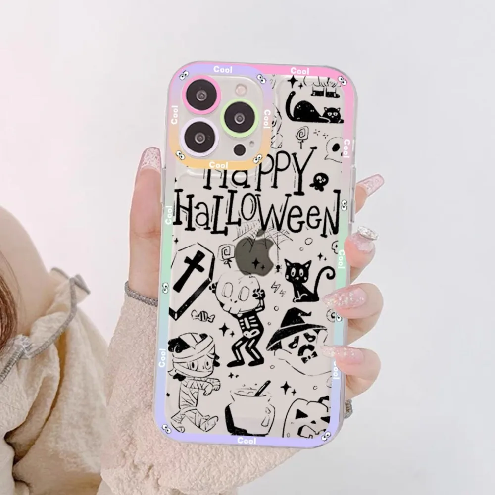 Halloween Phone Case For iPhone 15 14 13 12 11 Pro Max Mini X Xs XR Transparent Case