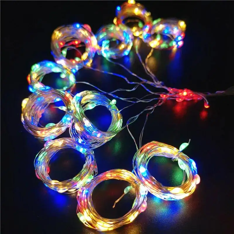 Impermeável LED Fairy String Lights com controle remoto USB, fio de cobre, cortina luz, guirlanda para acampamento ao ar livre, decoração de