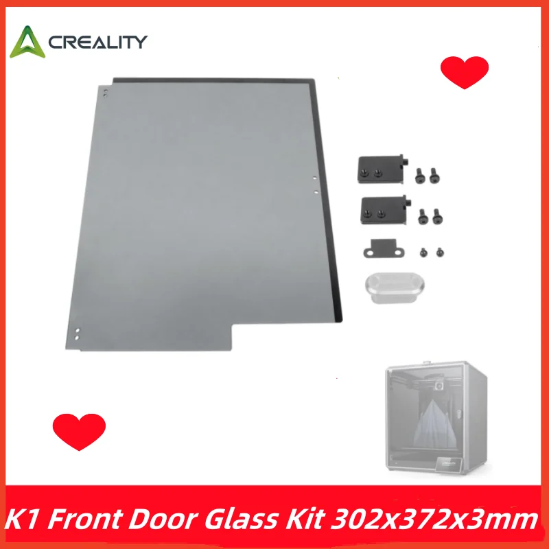 

Creality Official Authentic K1 Front Door Glass Kit 302×372×3mm Glass 50% Transparent Black Upgrade Easy Installation