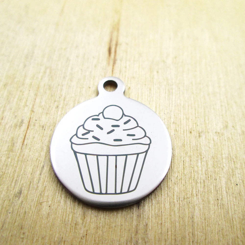 20pcs-Cupcakestainless steel charms - Laser Engraved - Customized - DIY Charms Pendants