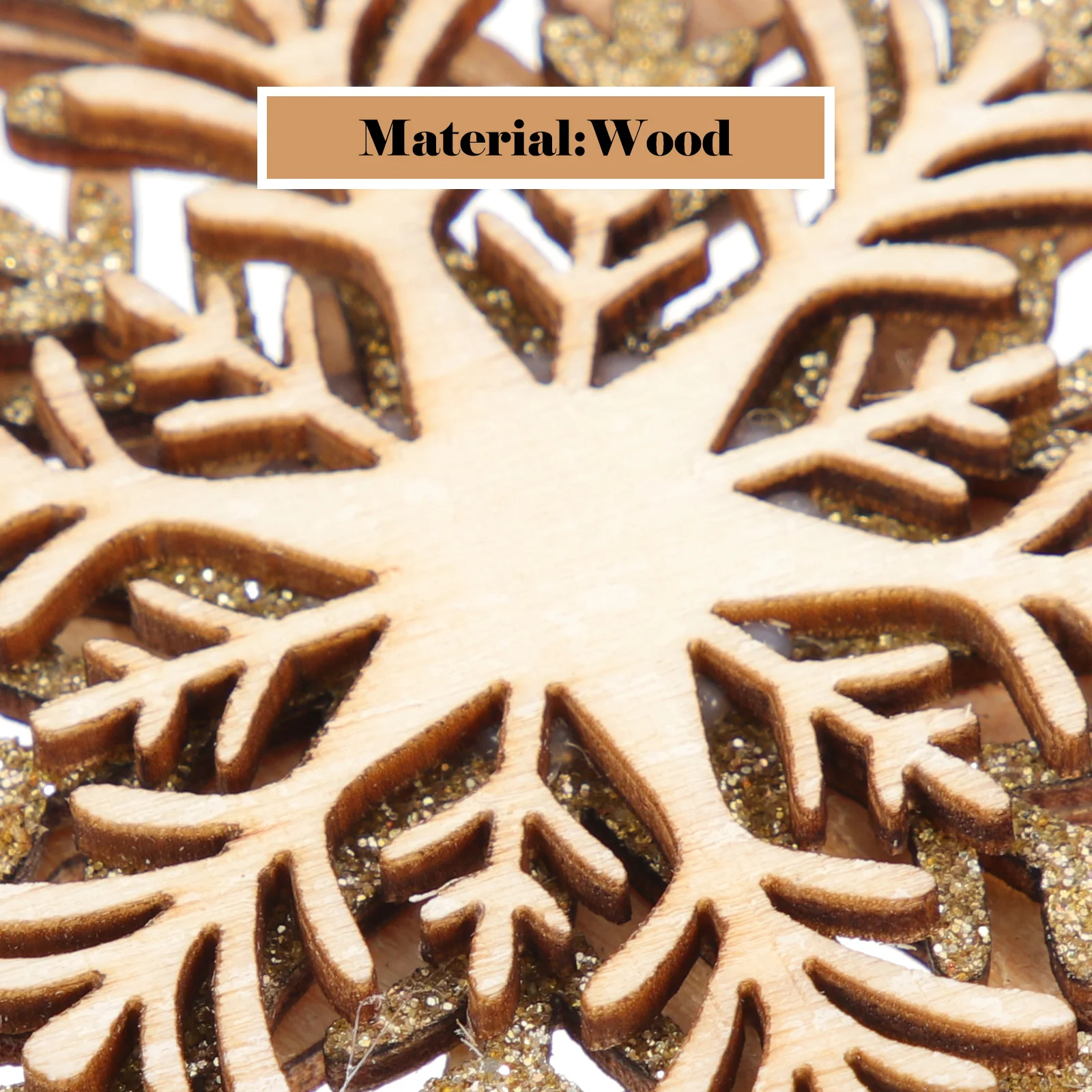 

6Pcs Xmas Wooden Snowflake Pendants Christmas Tree Hanging Decors Party Hanging Ornament Indoor Decorative Pendant for Holiday