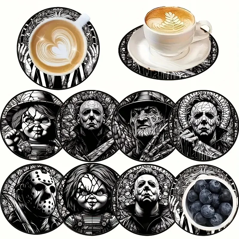 8 مجموعات من الوقايات الخشبية المطلية بنمط شخصية فنية مضادة للانزلاق، مناسبة لتزيين أدوات المطبخ في غرفة المعيشة