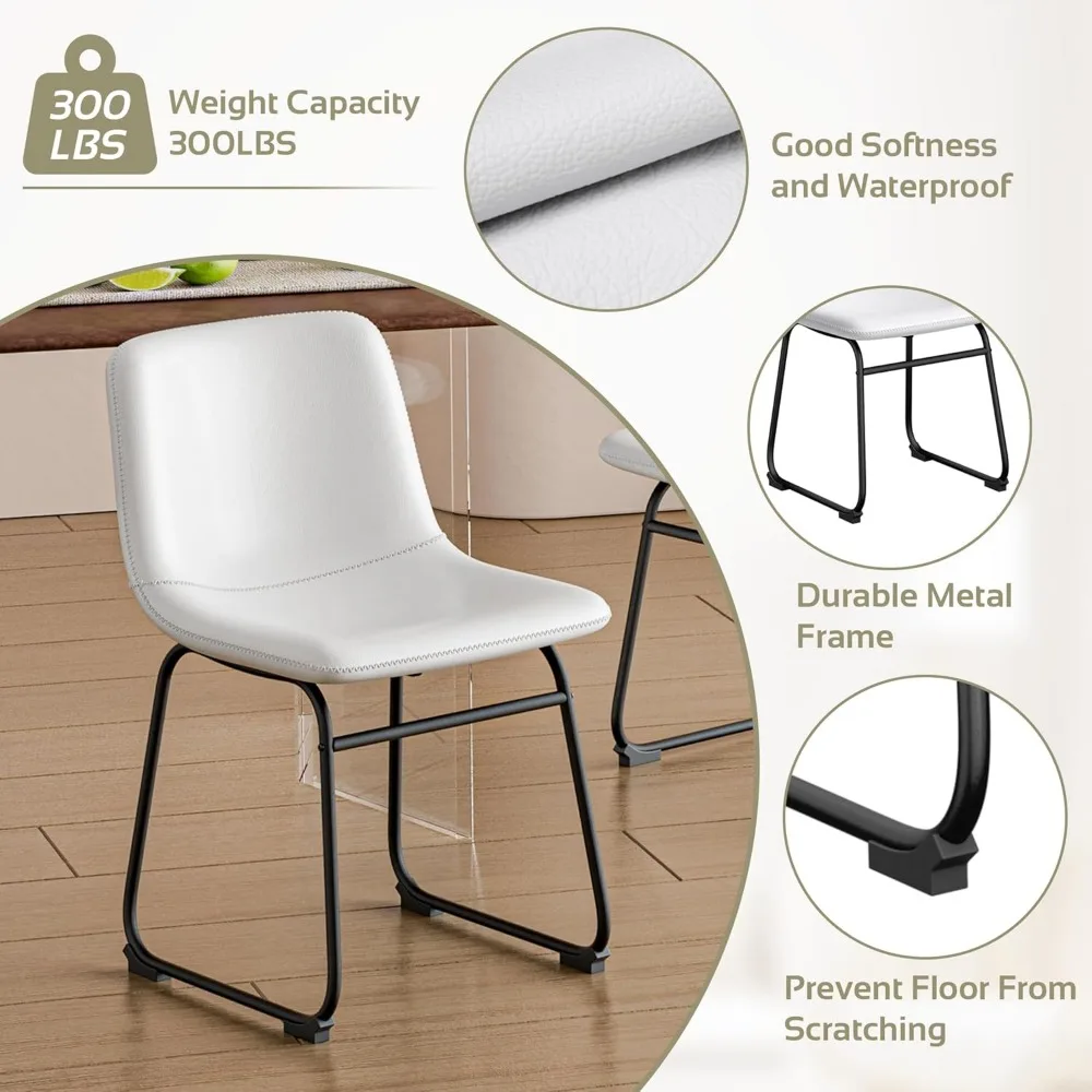 مجموعة من 4 كراسي لتناول الطعام من الجلد الصناعي مقاس 18 بوصة بأرجل معدنية للمنزل والبسترو والمقاهي #5