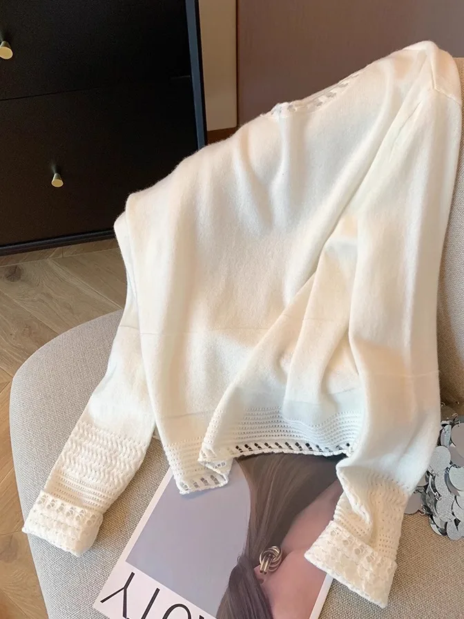 루즈하고 편안한 니트웨어 라운드 넥 부드러운 가을 겨울 고품질 탑 우아한 소녀용 긴팔 스웨터