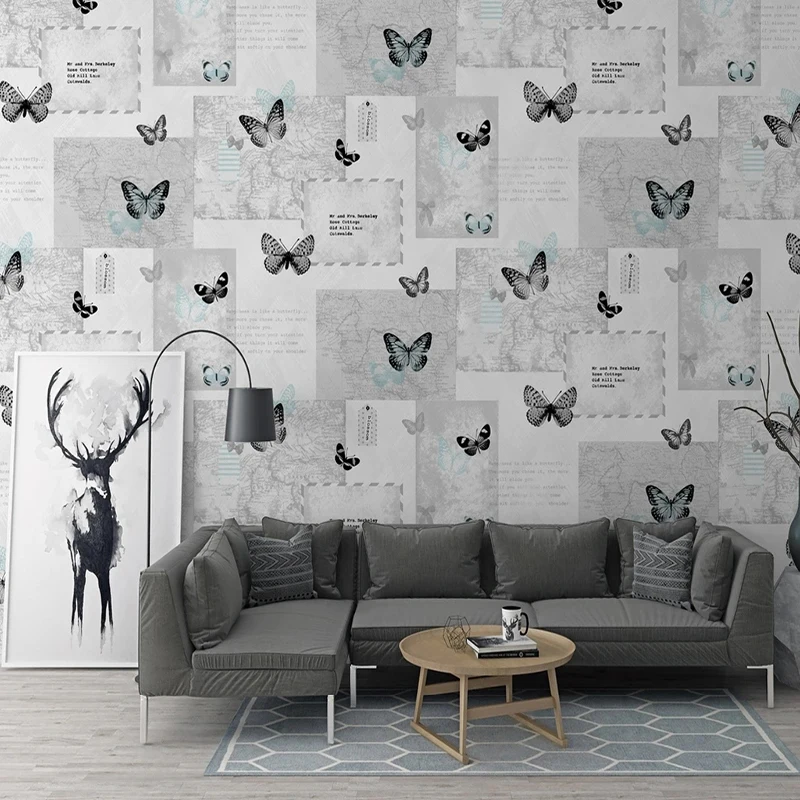 

Custom Mural Wallpaper Modern Hand Drawn Poster Butterfly Fresco Living Room TV Background Wall Home Decor Art Papel De Parede