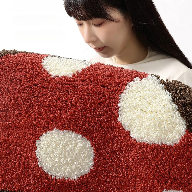 Cute Mushroom Flocked Carpet, Baby Toddler Crawling Play Mat, Fluffy Soft & Skin Friendly, Home Living Room Bedroom Decor Rug