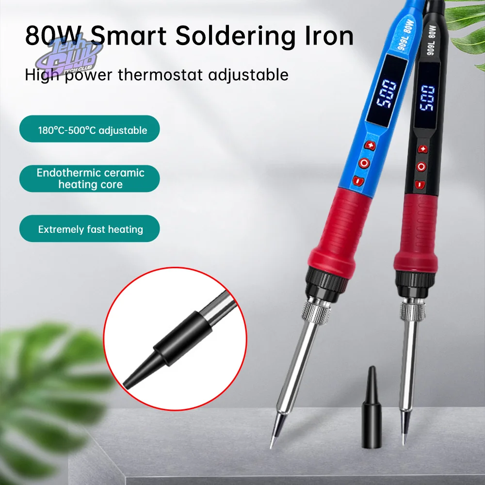 

80W Electric Soldering Iron Adjustable Temperature LED Digital Display Thermostatic Iron Suitable for Electrical Repair Tool