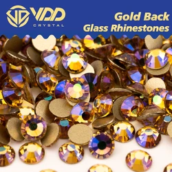 VDD 220 Autumn High Quality SS4-SS20 Glass Rhinestones Crystal Gold Flatback Bright Stones For DIY Nail Art Crafts Accessories