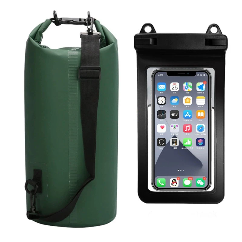 Wholesale PVC Material Foldable Waterproof Backpack + Mobile Phone Pouch Waterproof Bag Travel Kit Dry Bags for Water Sports