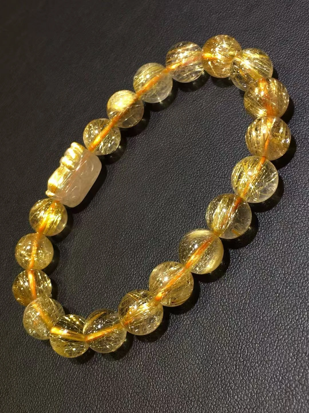 Natural Gold Rutilated Quartz Clear beads Bracelet Pi Xiu Wealthy 9mm Woman Men Clear Round Beads Jewelry Brazil AAAAAAA