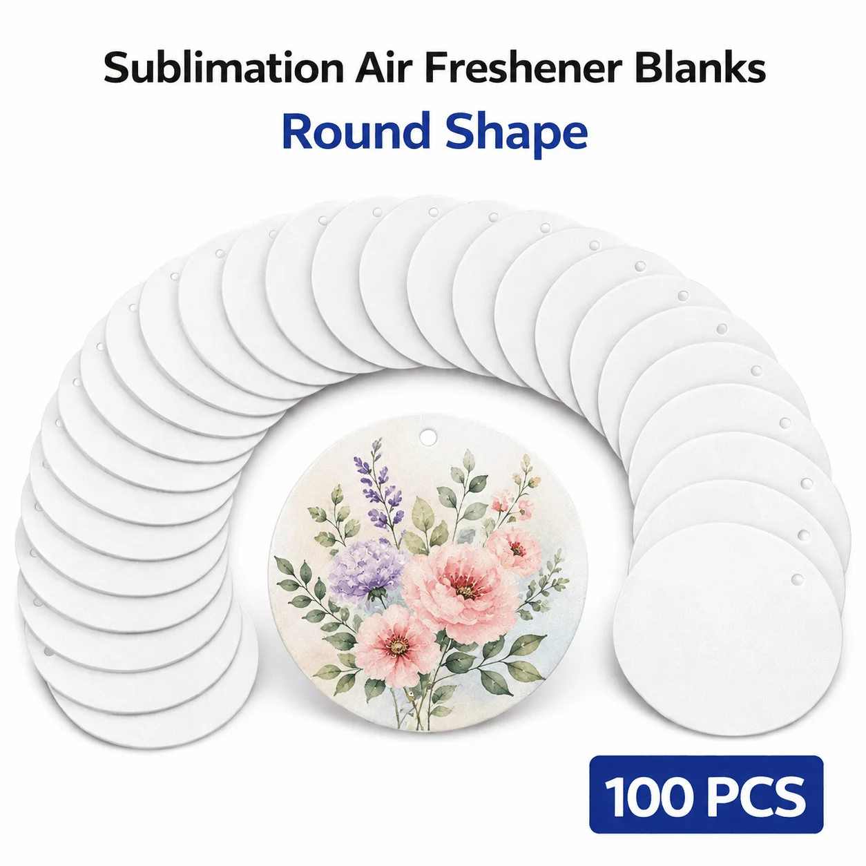 Image of 100 Stück Sublimations-Filzrohlinge mit Aufhängeseil & OPP-Beuteln, Leere Auto-Aufhängebögen, Ohne Duftstoffe, Unparfümierte Anhängetiketten