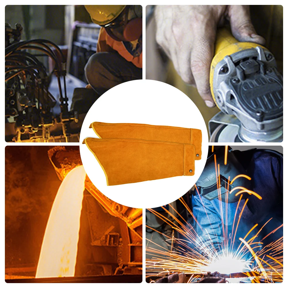 Leather Arm Protection Cover Sleeves Heat & Flame Resistant Cowhide Welding Arm Protector Welding Arm Protection for Men Women