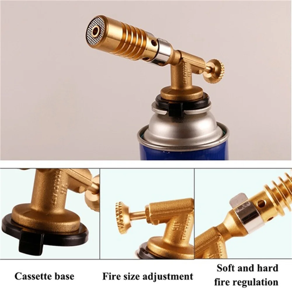 Portable Metal Flame Gun Butane Burner High Temperature Welding Gas Torch Lighter Outdoor BBQ Heating Ignition Butane Gas Burner