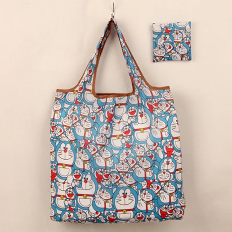 Doraemon Opvouwbare Boodschappentas Nylon Vouwen Eco Bag Boy Girl Handtas Tote Tas Mode Opbergtas Schoudertas