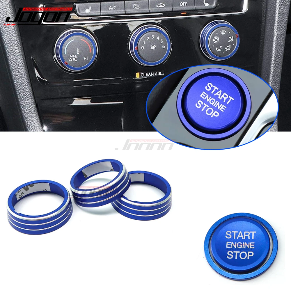 Car Air Conditioning Knob Cover Control Switch Decoration Ring For Volkswagen VW Golf MK7 2013-2020 Accessories Aluminum Alloy