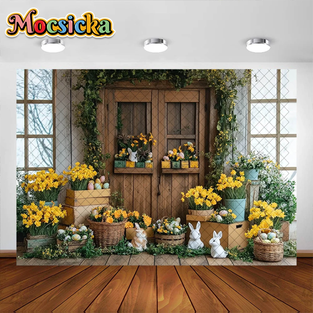 Musim semi fotografi latar belakang telur Paskah bunga dekorasi latar belakang Bbay dewasa perempuan potret Studio foto Banner alat peraga