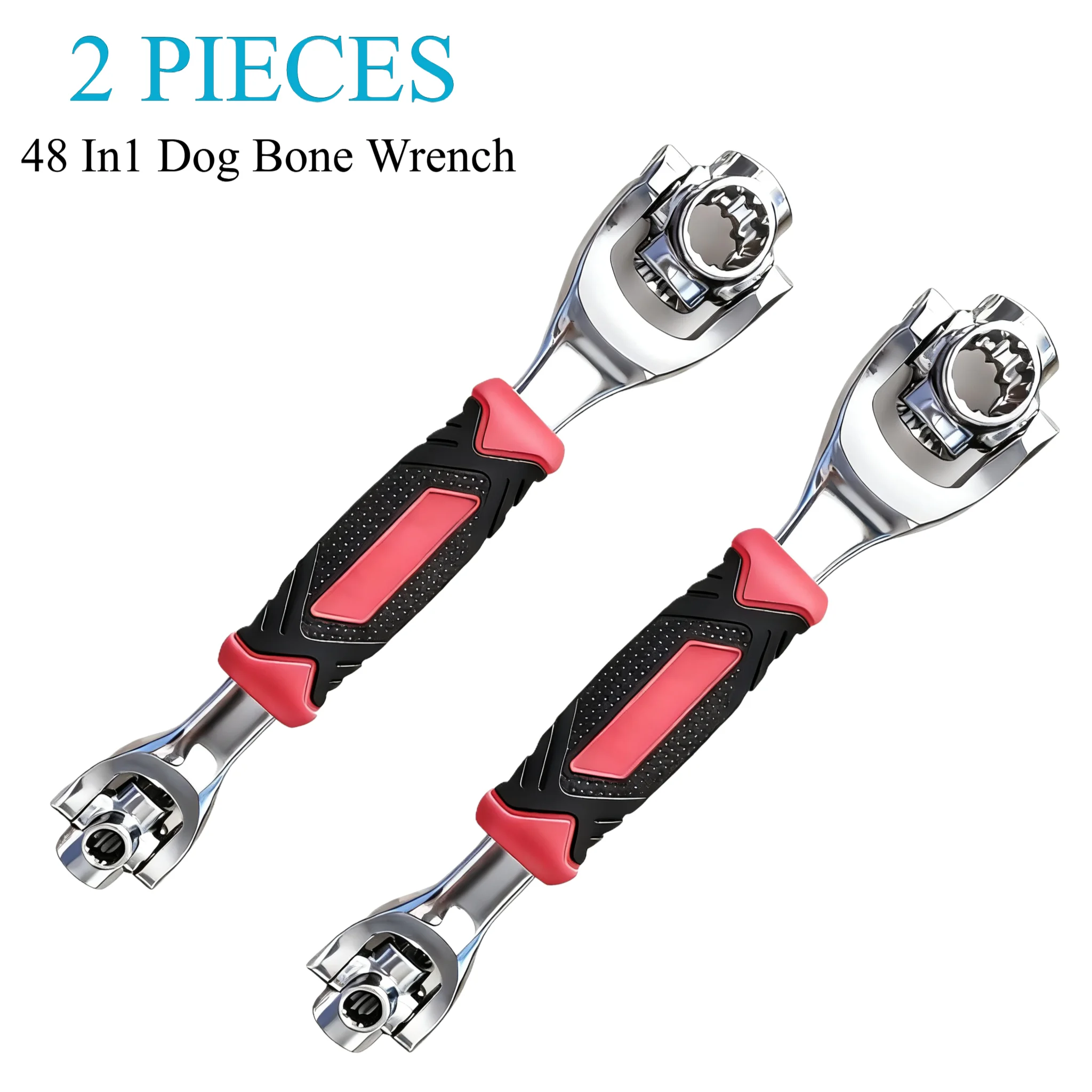 

2 Pcs Universal Socket Wrench 48 In1 Dog Bone Wrench Multifunction Tool with 360 degree Rotating Head Adjustable Spanner Tools