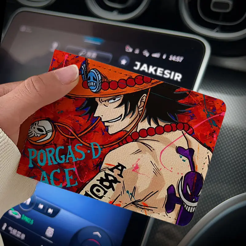 ONE PIECE Rufy Ace Borsa per carte Sottile e compatta Custodia per carte d'identità bancarie Portafoglio per patente di guida Anime Anti smagnetizzazione Porta carte regalo