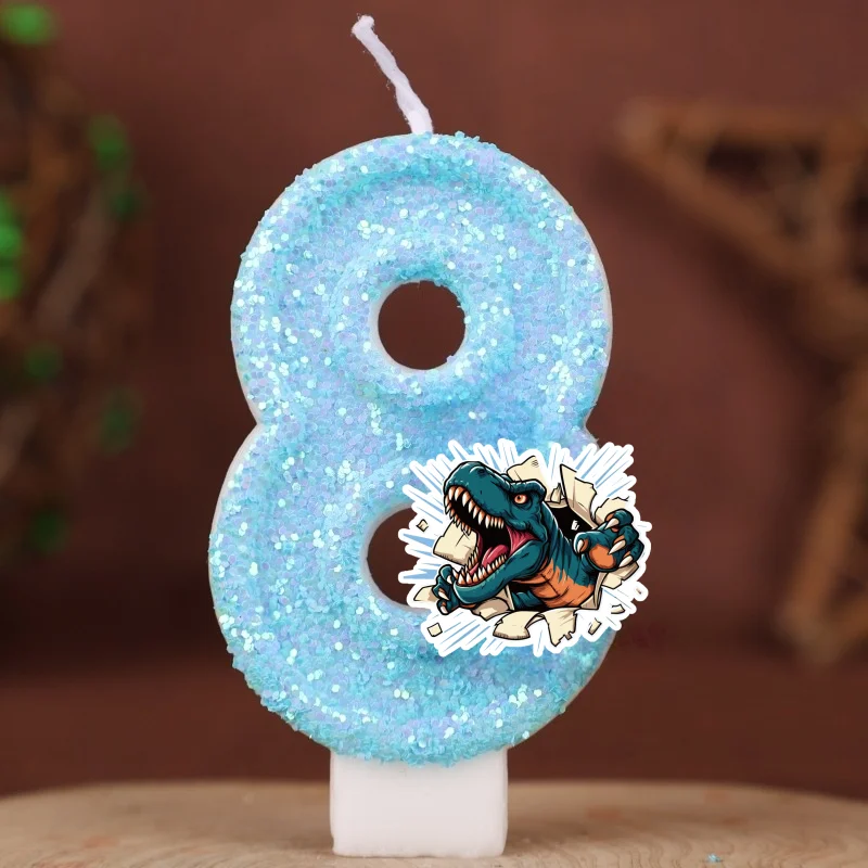 Jurassic Dinosaur T-Rex Digital Candle Number 0-9 Kid Birthday Cake Decoration Supplies Cartoon Anime Party Accessories Supplies