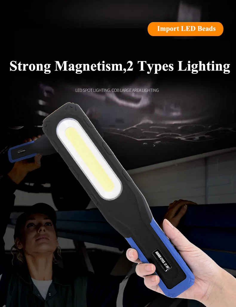 Imagem -02 - Super Bright Waterproof Anti-fall Chargeable Led Light Auto Repair Work Light Ímã Forte Lâmpadas de Emergência Cob