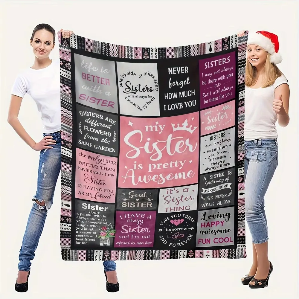 Luxuriously Soft Flannel Blanket - Perfect Gift for Sisters, Cozy Sofa Blanket, Ideal for Home, Office, and Ultimate Comfort