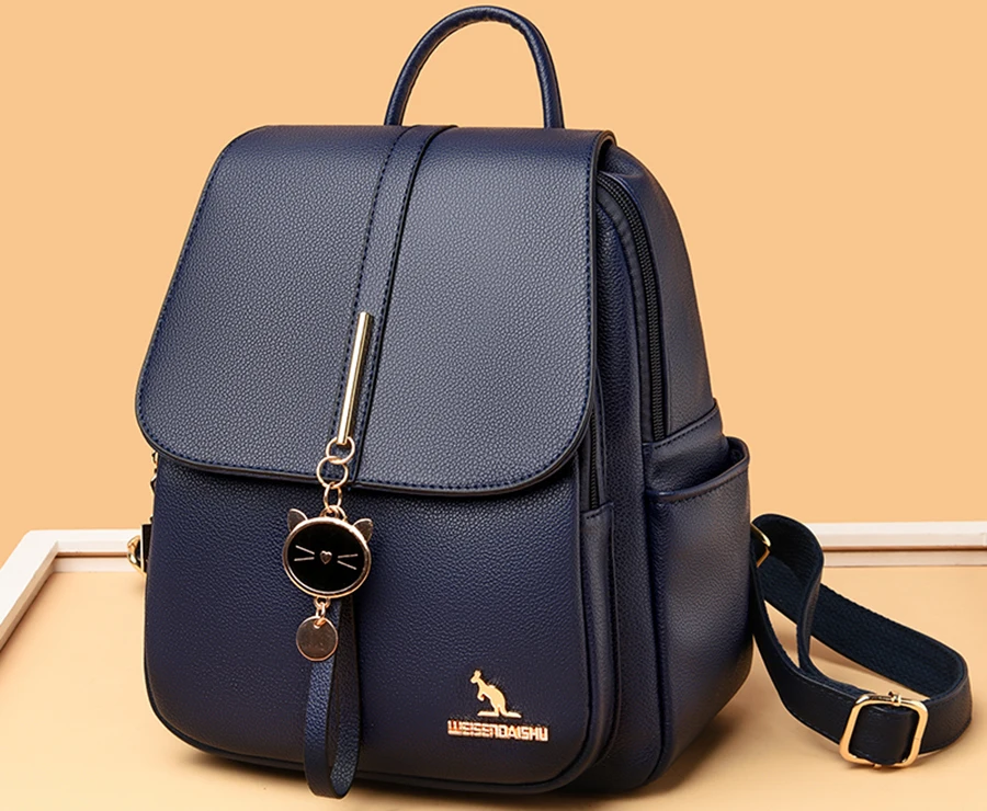College Women Backpack Designer Soft Leather Vintage Packbag Female Travel Back Pack School Bags for Teenage Girls Shoulder Bag