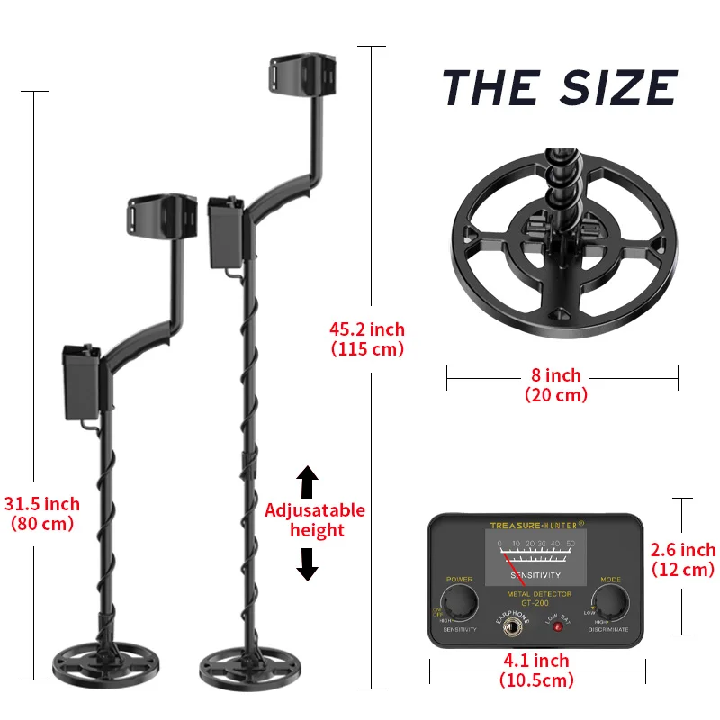 Poszukiwacz skarbów GT200 profesjonalny wykrywacz metalu wysoka wrażliwość podziemny żelazny metalowy wykrywacz złota regulowany wodoodporny IP68