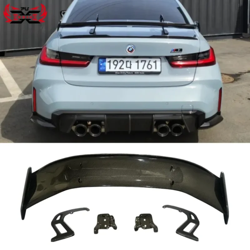 High Quality Dry Carbon Fiber Rear Trunk Wing For BMW G80 M3 G82 M4 AK Style Tail Wing Rear Spoiler Body kits