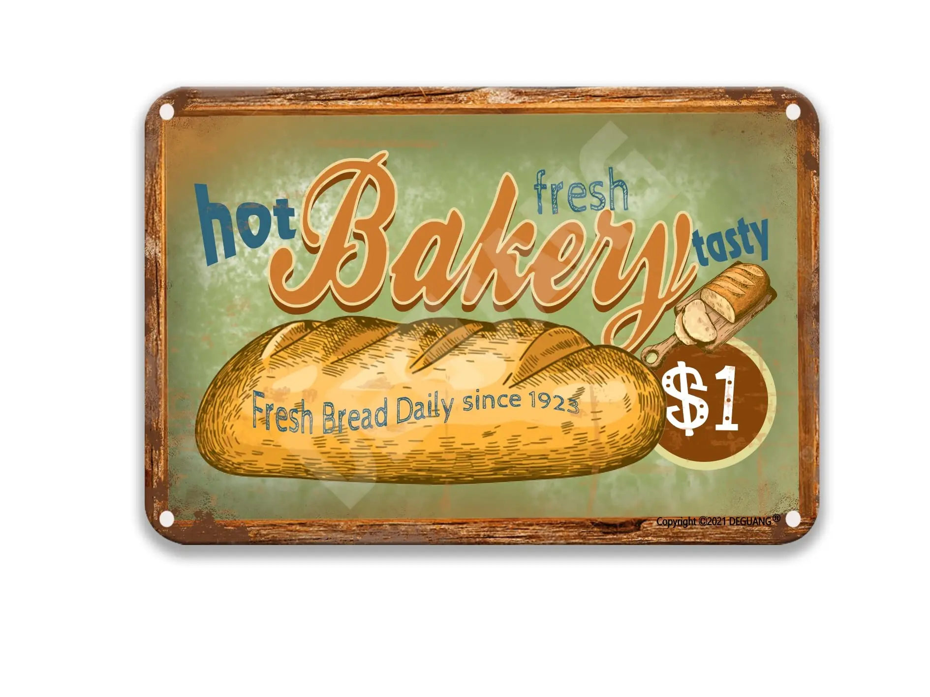 Bakery Fresh Bread $1 Vintage Farmhouse Decor Country Decor For Kitchen Signs For Man Cave Metal 8X12