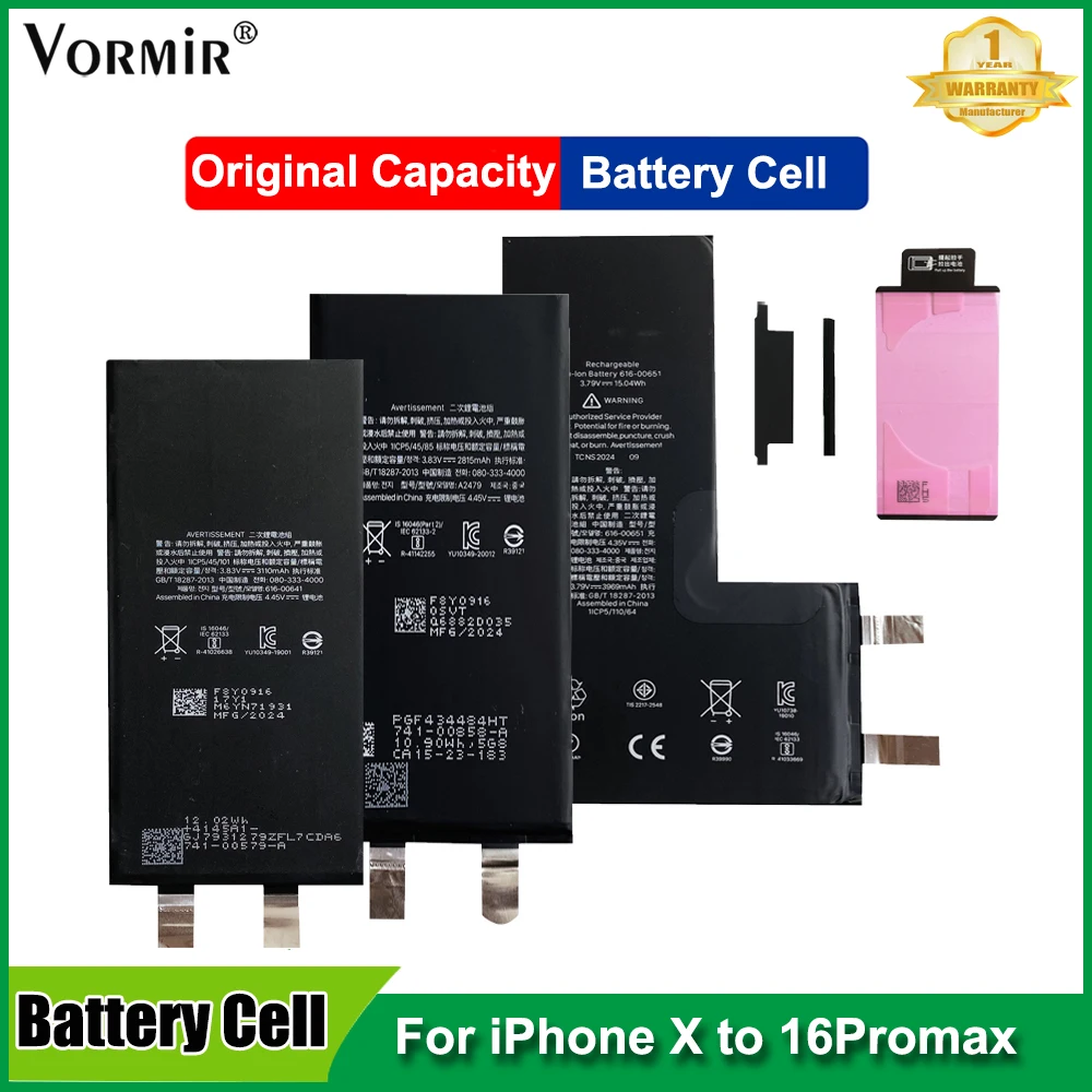 

5pcs/lot Battery Replacement for iPhone 11 12 13 14 15 16Pro XR XS Max Rechargeable Battery Cell No Flex Cable No message Pop-Up