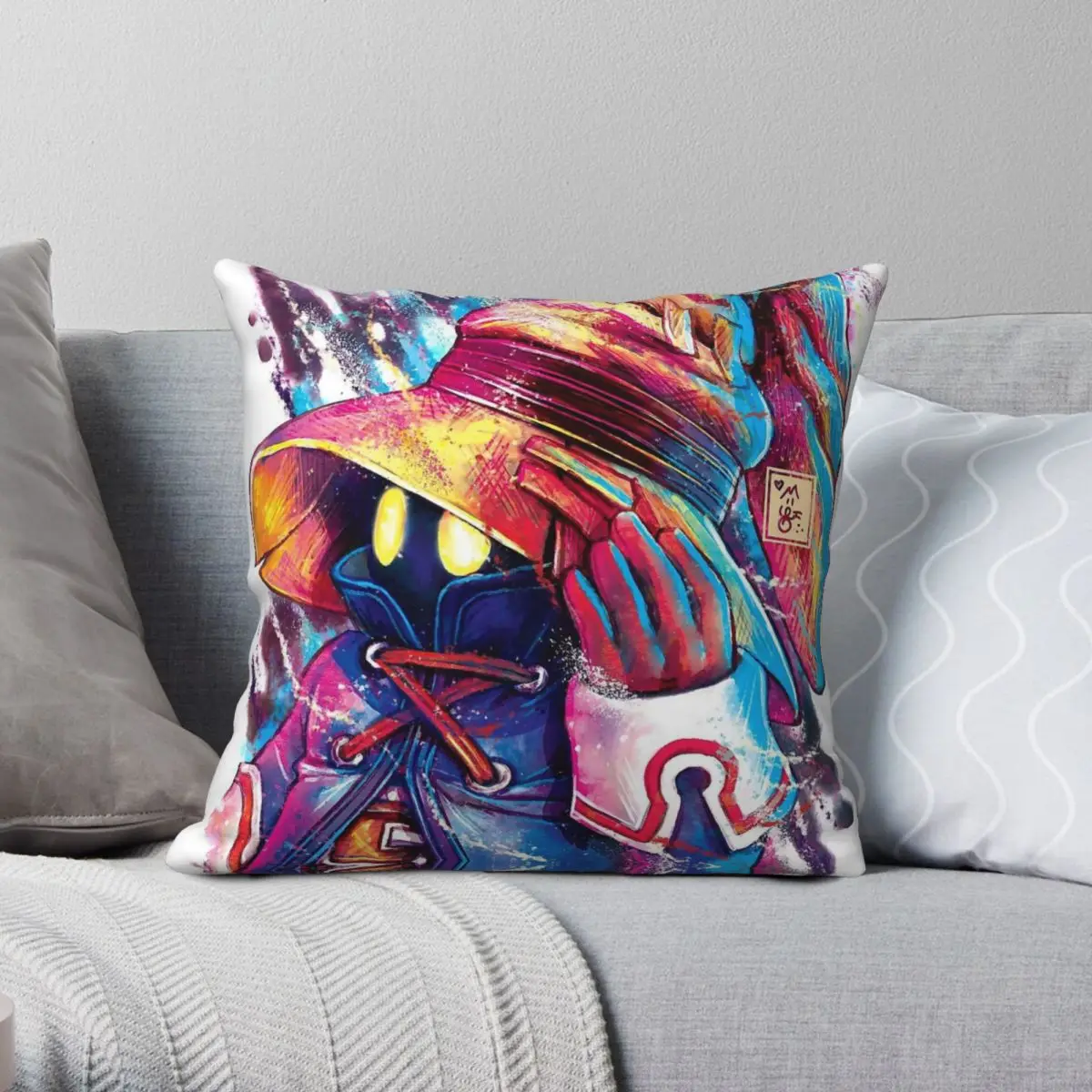 Final Fantasy Vivi Ornitier Square Pillowcase Polyester Linen Velvet Pattern Zip Decorative Home Cushion Cover 45x45