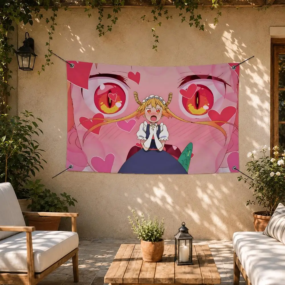 Miss Kobayashi's Dragon Maid Flags Room Bedroom Home Outdoor Wall Hanging Concert Printed Background Decoration Art Banne