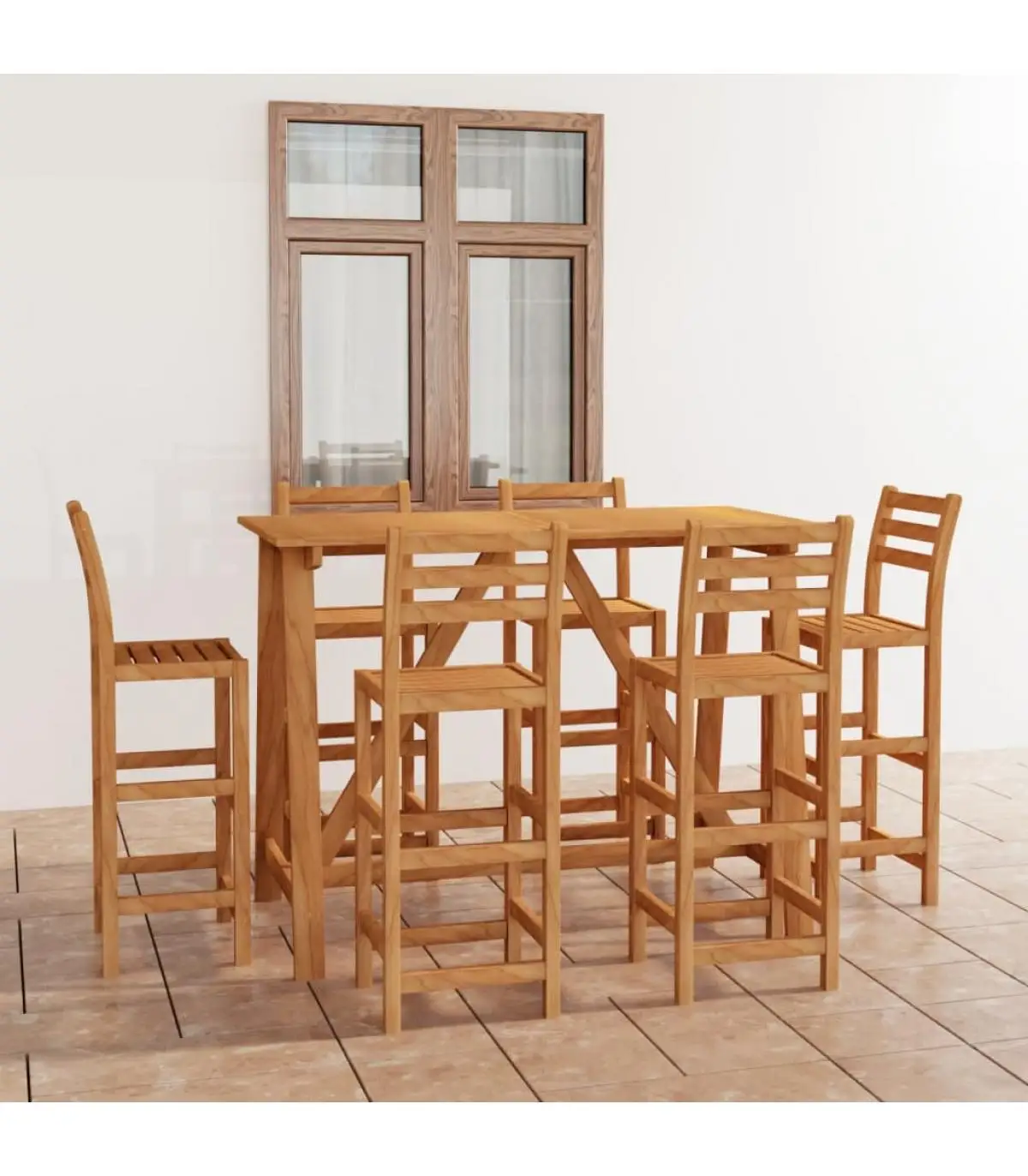 Garden table and chairs garden sets 7 PCs acacia solid wood