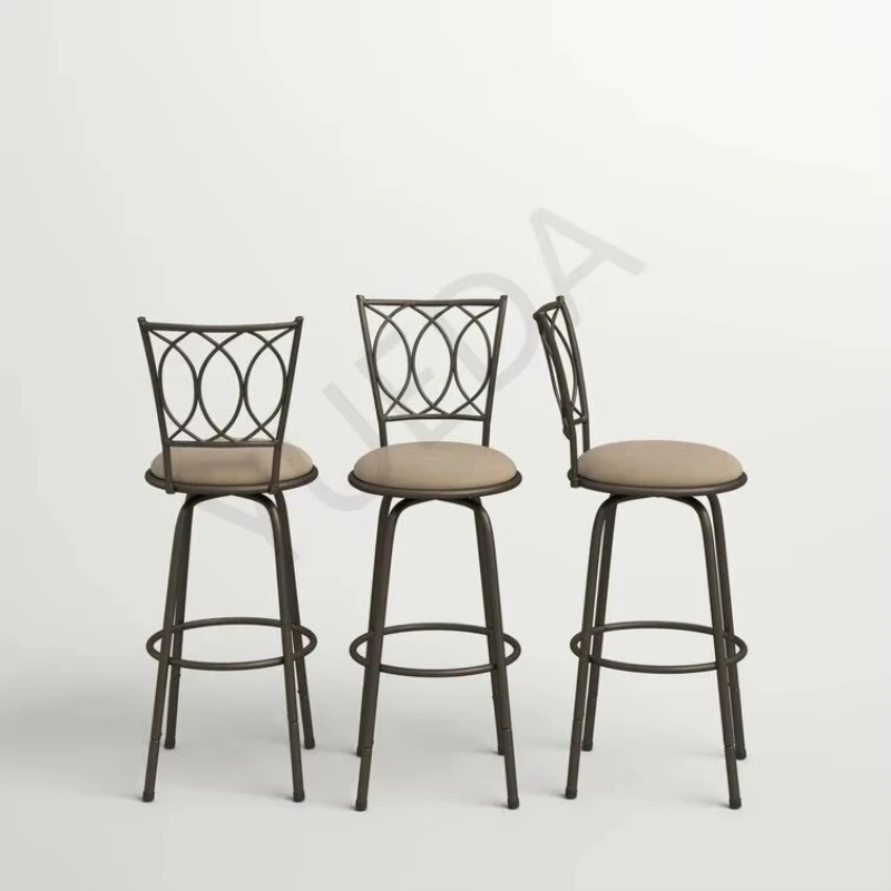 

Modern Stylish Seat and Footstool Four Tubular Iron Legs Padded Adjustable Counter Height Bar Stool