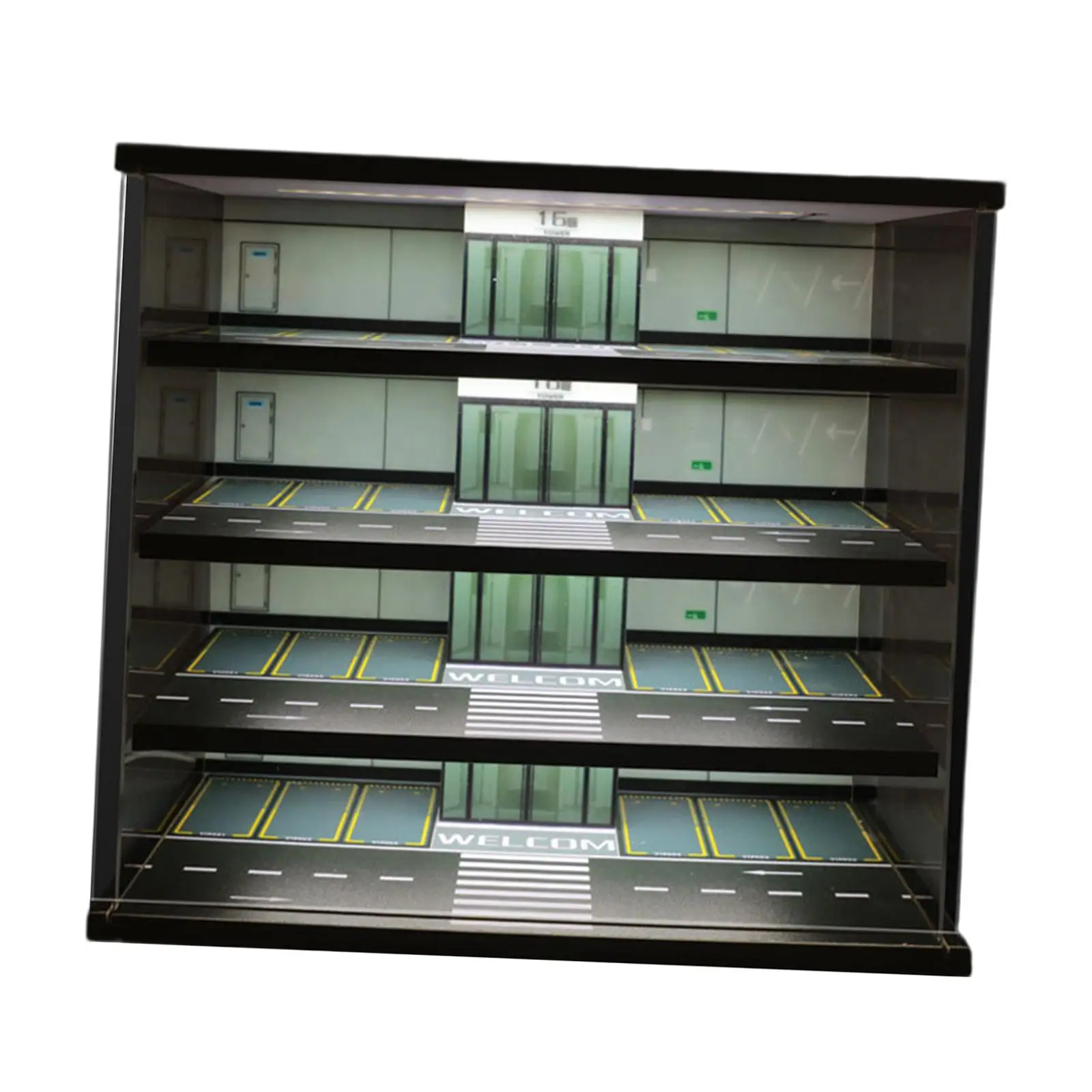 1/64 Parking Lot Display Case 5 Layers with Light 32 Parking Space Collectible Sleek Gifting Scenery Organizer Parking Garage