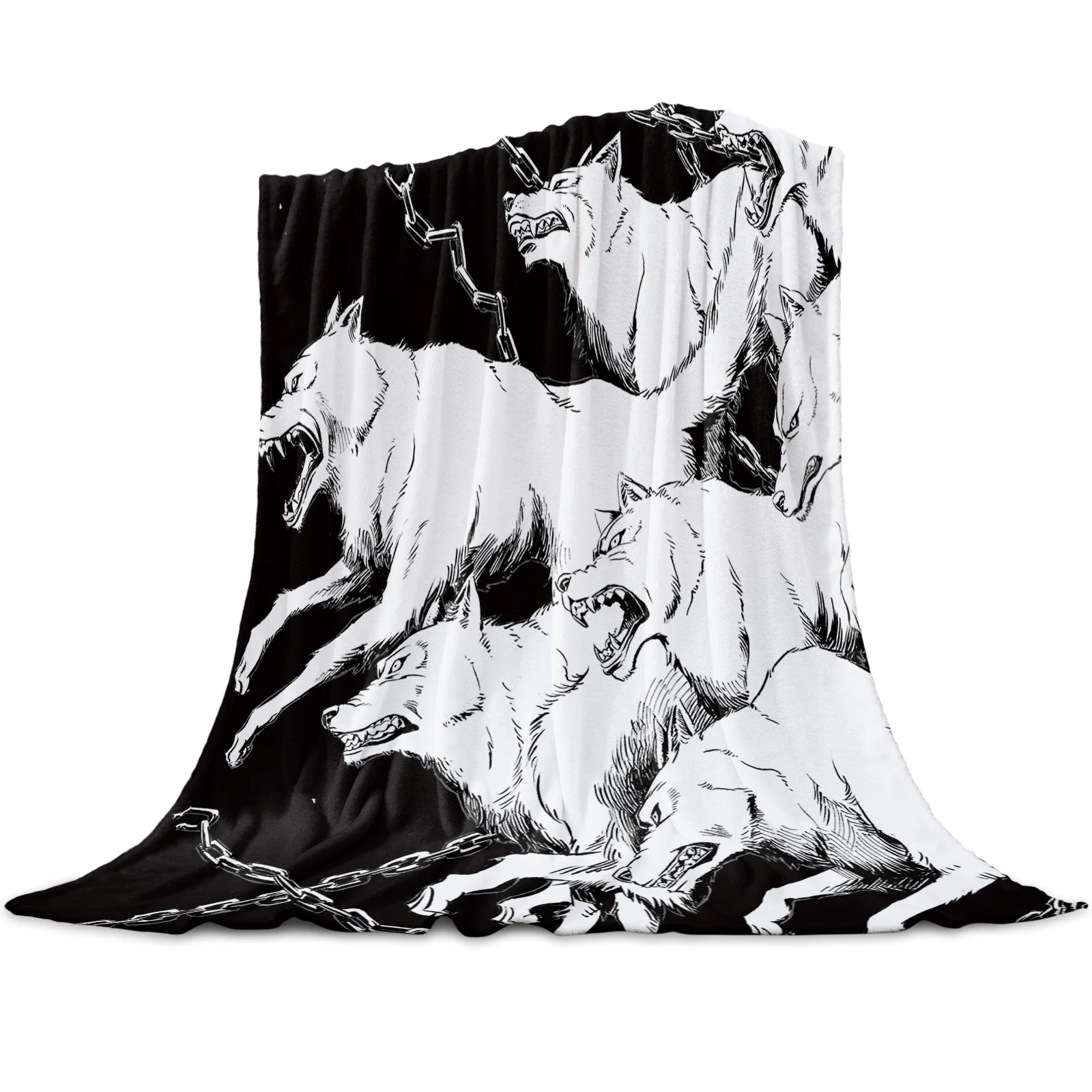 Ferocious Wolf Printed Throw Blanket Flannel Fleece Blankets Warm Soft Throws for Sofa Couch Bed Bedroom Bedspread